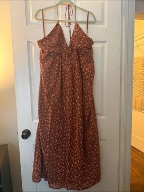 Treasure & Bond Rust Floral Halter Maxi Dress